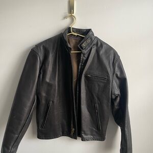 SCHOTT Brown Leather Vintage Biker Jacket